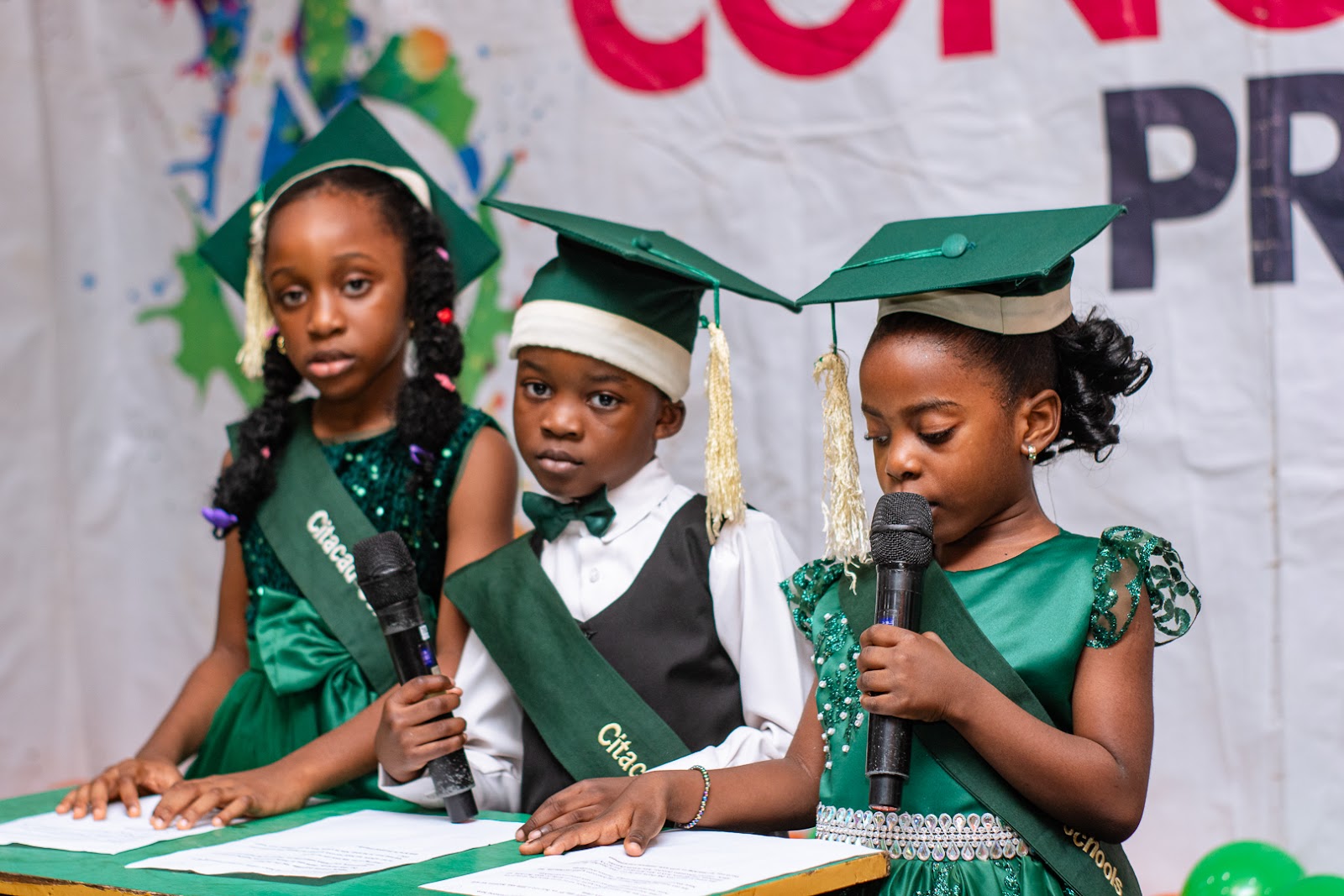 Citacad pupils speaking at a school celebration