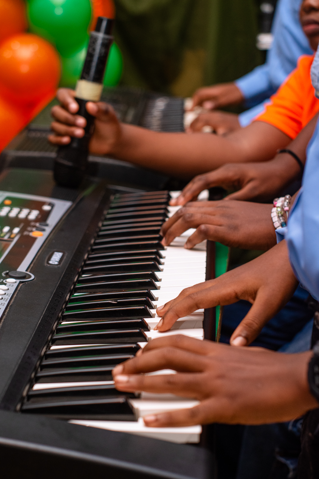 A Citacad pupil learning to play the keyboard
